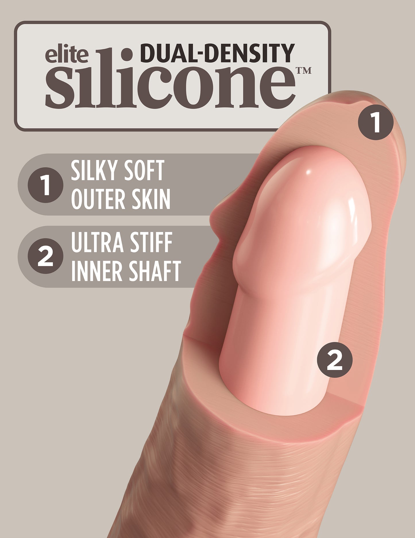 King Cock Elite 9 Inch Vibrating Silicone Dual Density Cock With Remote - Light PD5779-21