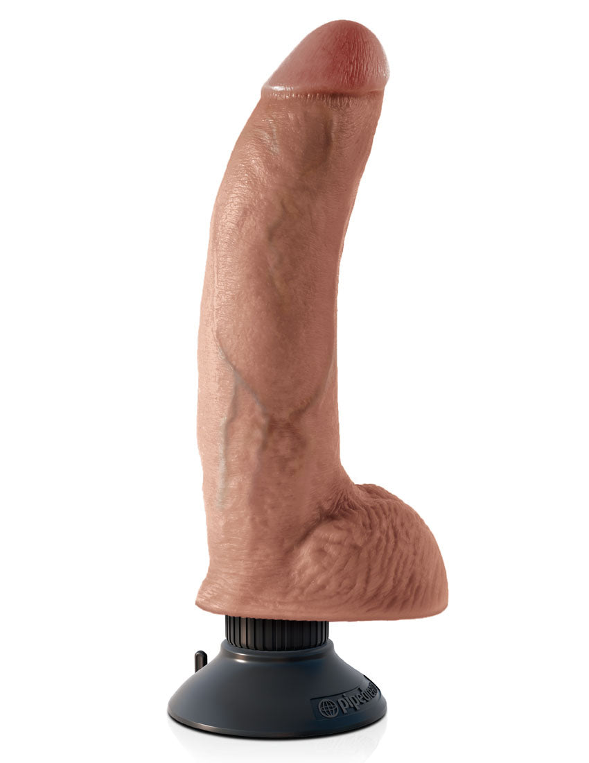 King Cock 9 Vibrating Cock With Balls - Tan PD5409-22