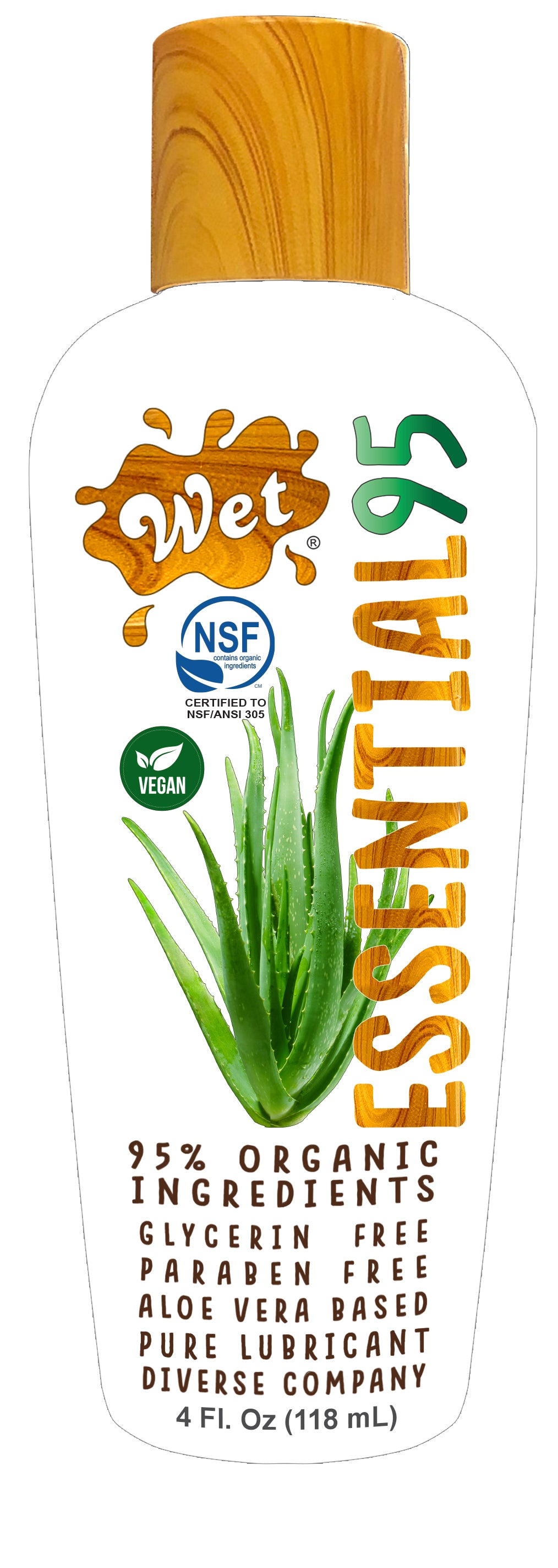 Wet Essential95 Certified 95% Organic Aloe Based Lubricant - 4 Fl. Oz. WT42231