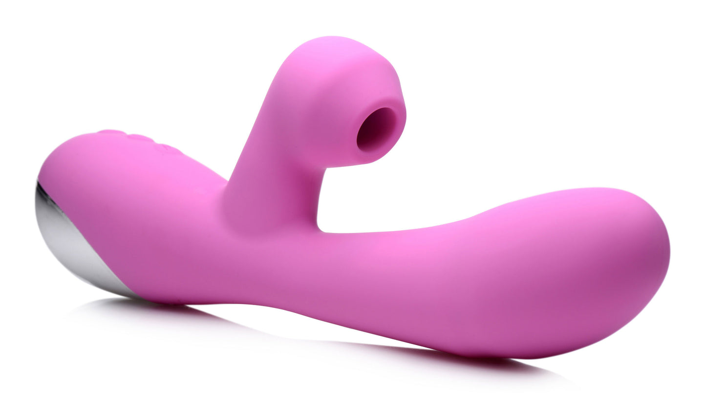 Shegasm 5 Star 7x Suction Come- Hither Silicone Rabbit - Pink INM-AG649-PINK