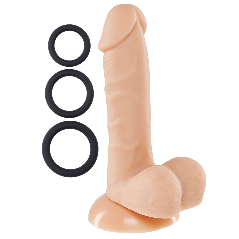 Pro Sensual Premium Silicone 6 Inch Dong With 3 Cockrings - Flesh WTC852820