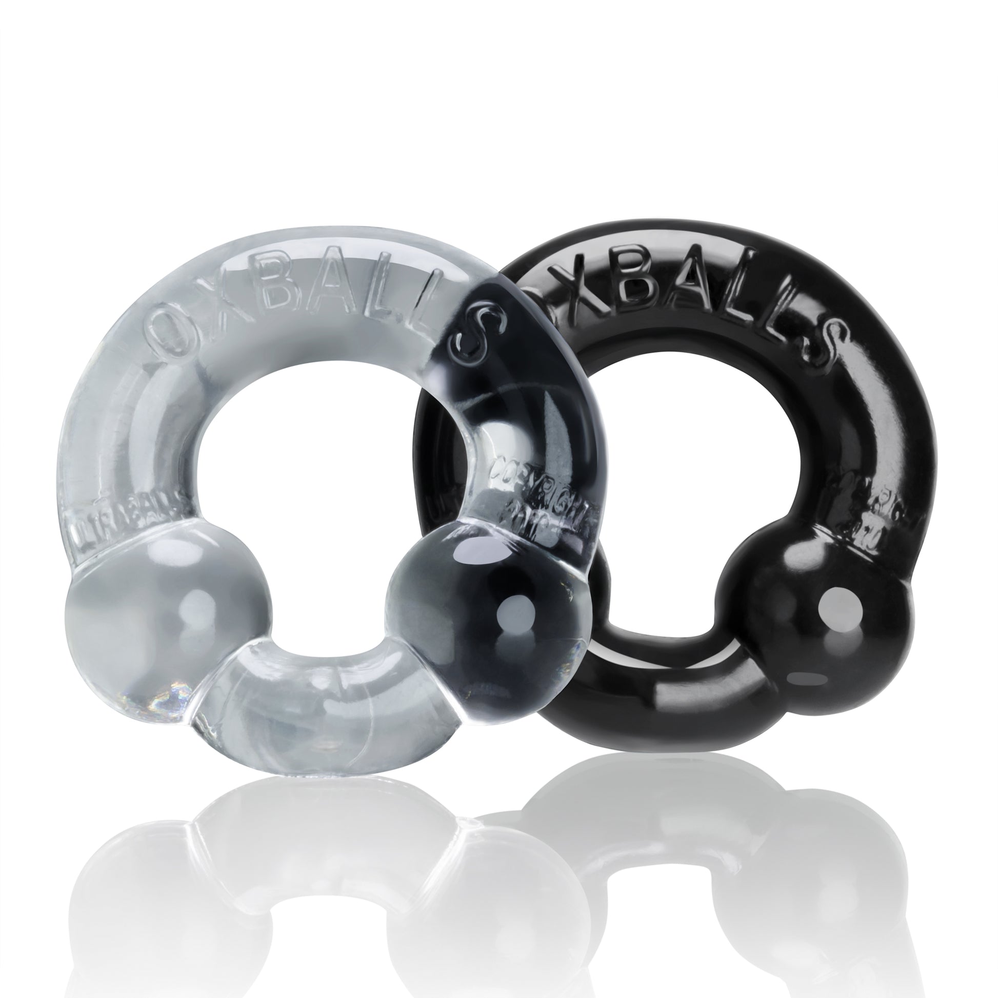 Ultraballs 2- Piece Cockring Set - Black & Clear OX-3010-BC