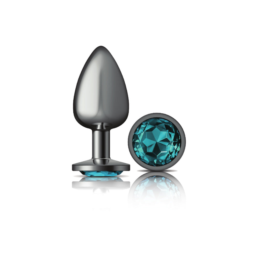 Cheeky Charms - Gunmetal Metal Butt Plug - Round - Teal - Large VB-CC9122