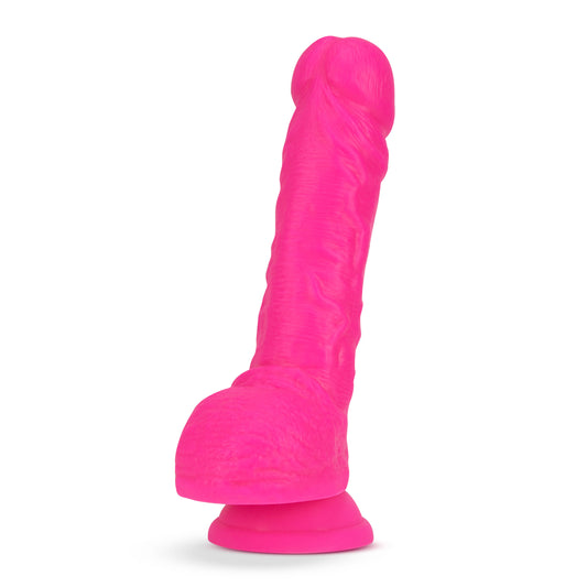 Neo Elite - 9 Inch Silicone Dual Density Cock With Balls - Neon Pink BL-75800