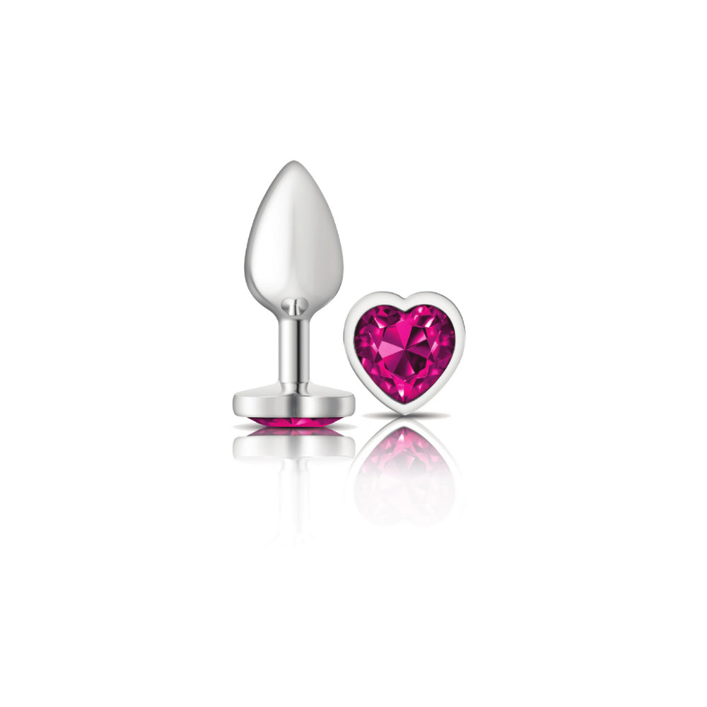 Cheeky Charms - Silver Metal Butt Plug - Heart - Bright Pink - Small VB-CC9129