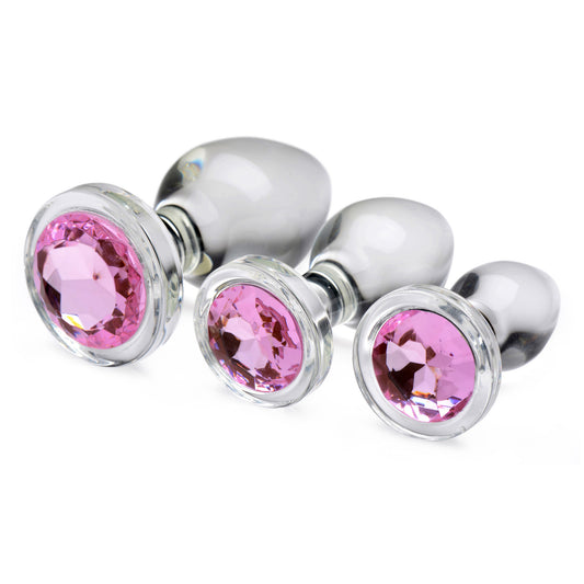 Pink Gem Glass Anal Plug Set BTYS-AG431