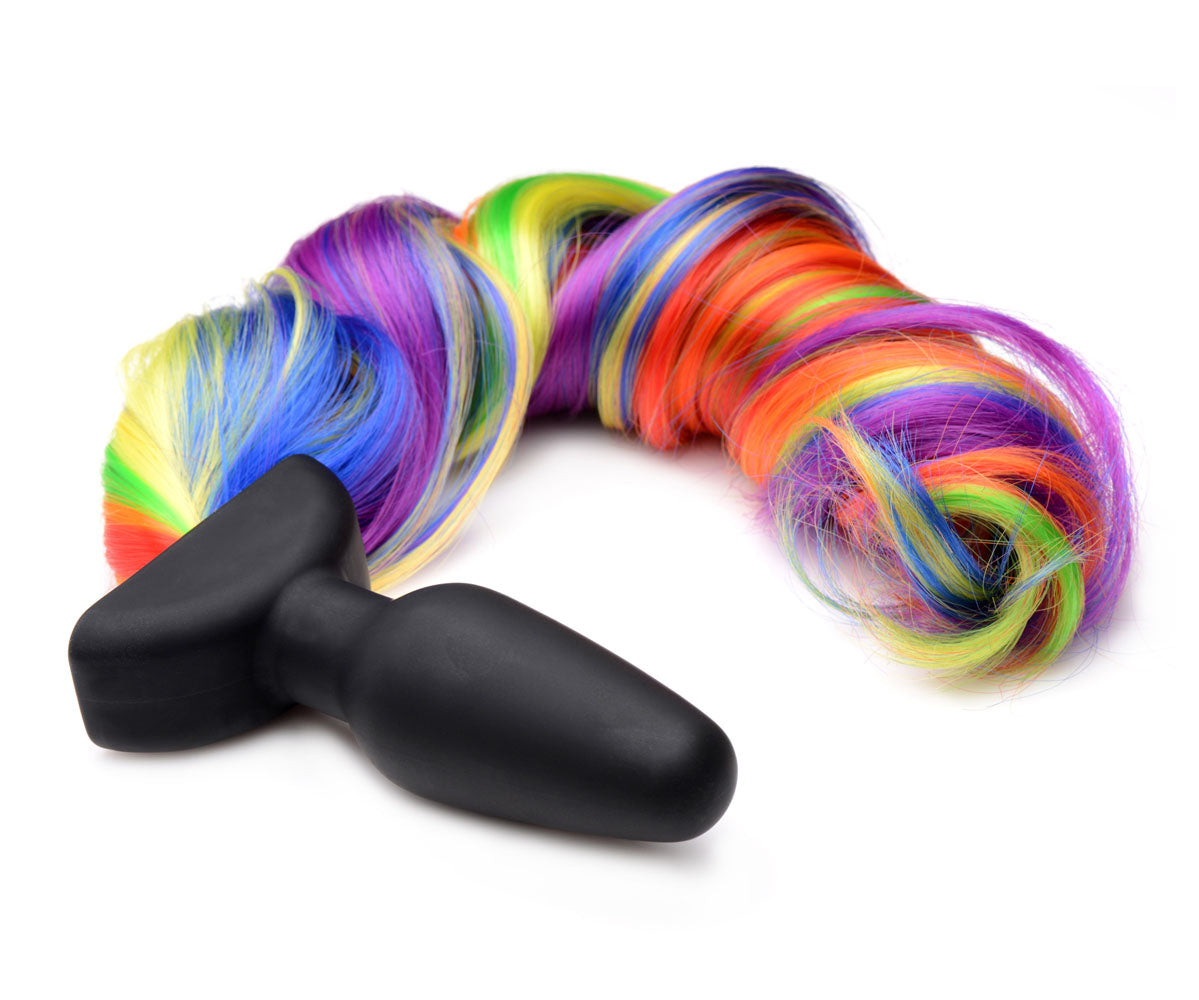 Rainbow Pony Tail Vibrating Anal Plug TZ-AG186