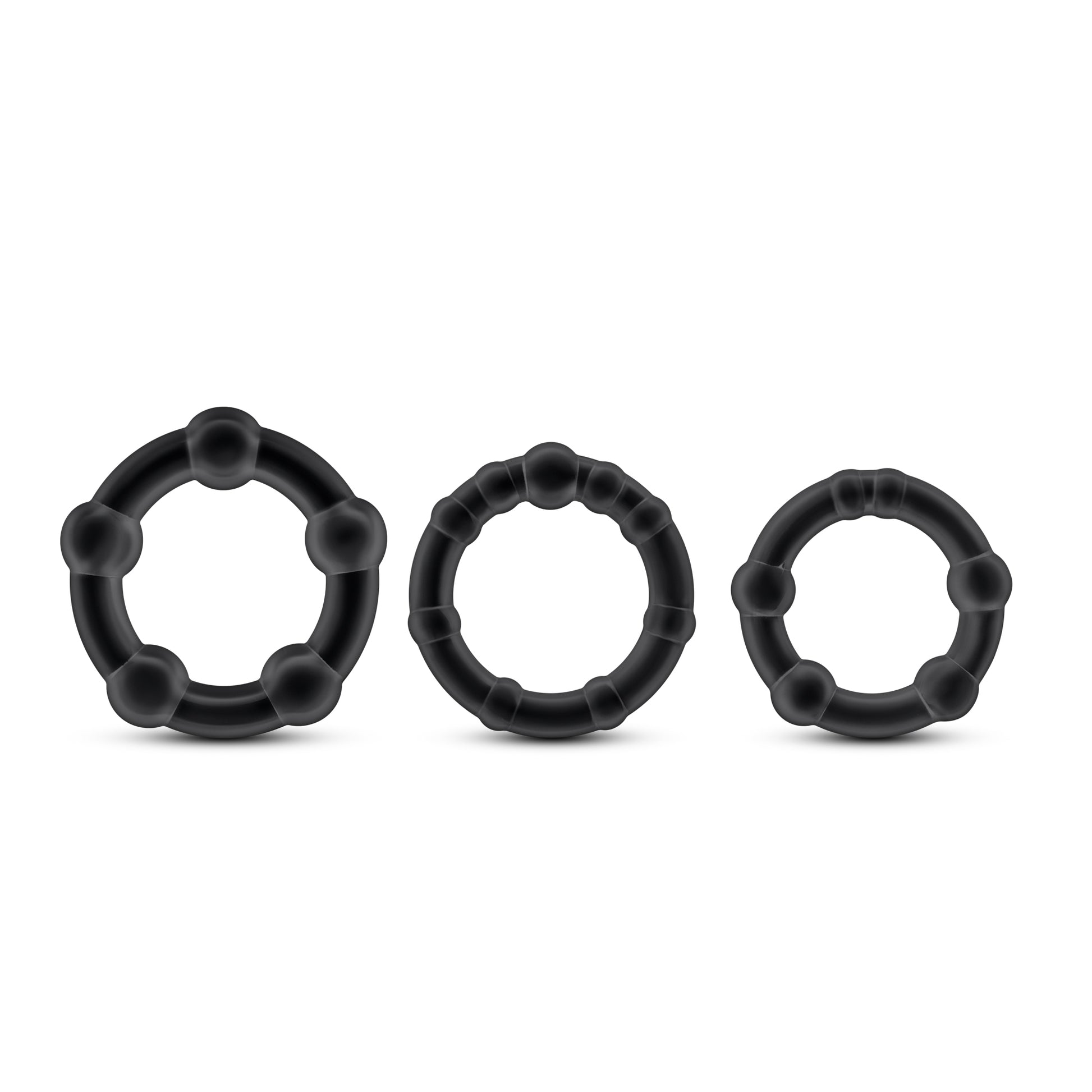 Stay Hard Beaded Cockrings - 3 Pack - Black BL-00015