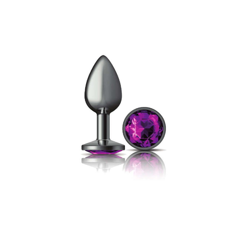 Cheeky Charms - Gunmetal Metal Butt Plug - Round - Deep Purple - Small VB-CC9123