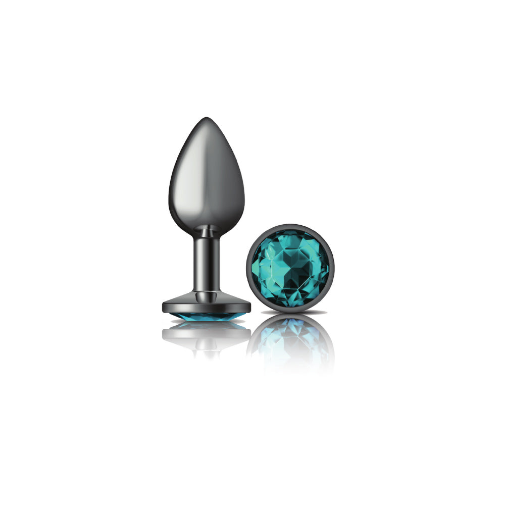 Cheeky Charms - Gunmetal Metal Butt Plug - Round - Teal - Small VB-CC9120